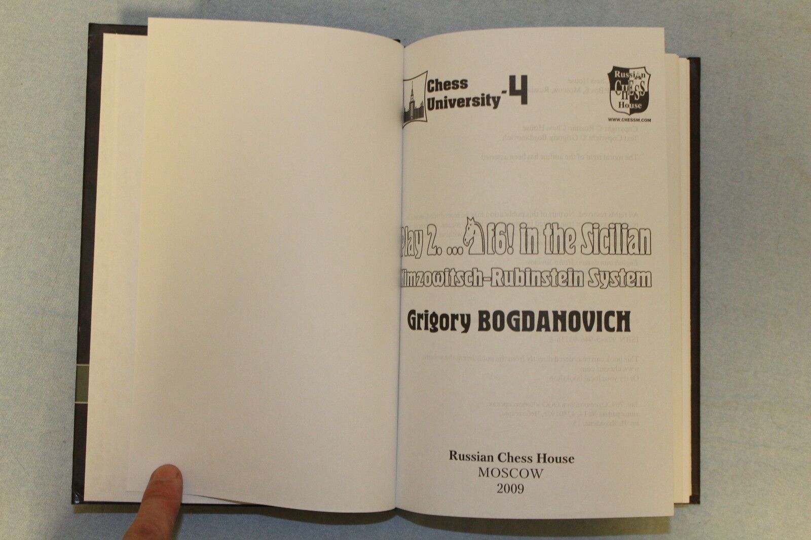 11073.Chess Book: Grigory Bogdanovich. Play 2...Nf6! in the Sicilian. 2009