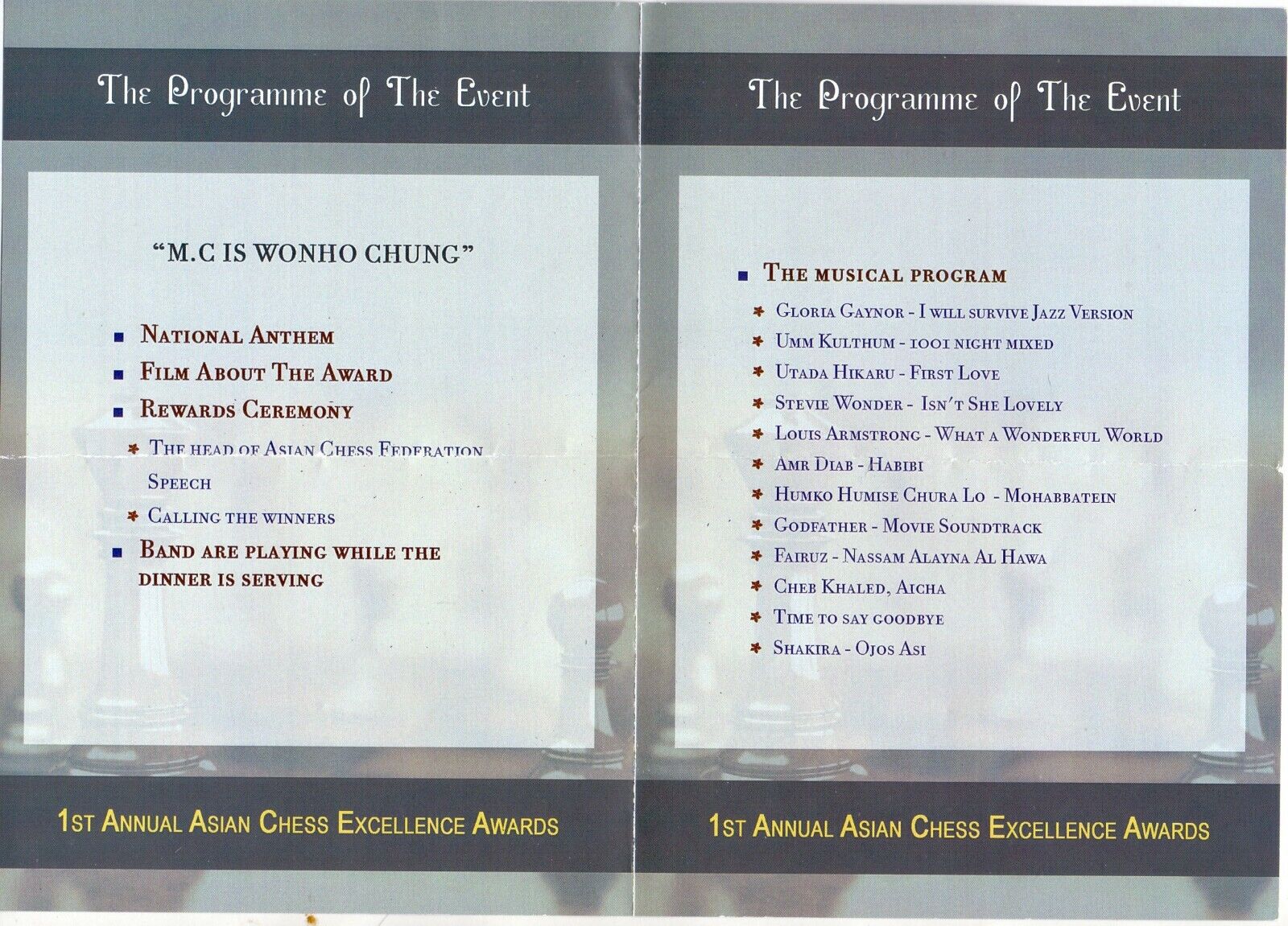 11206.Chess Program: 1st Annual Asian Chess Excellence Awards