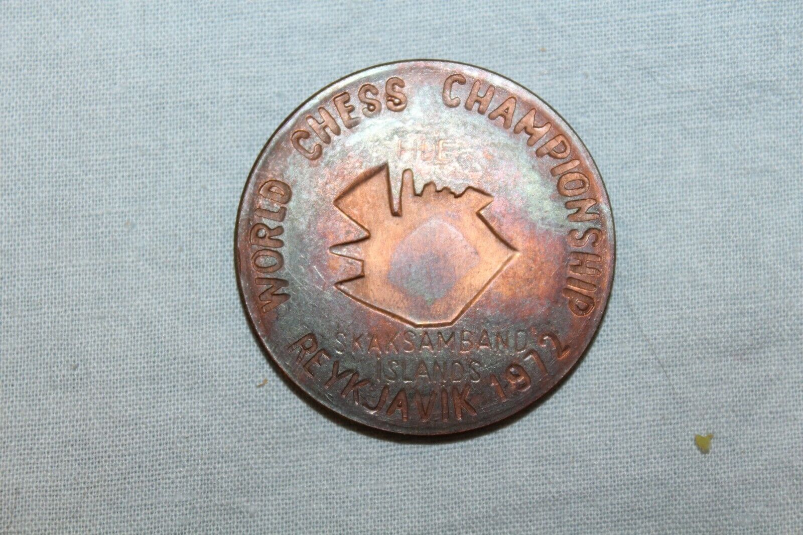 11290.Fide World Chess Championship Spassky Fischer Copper Token. 1972 Island