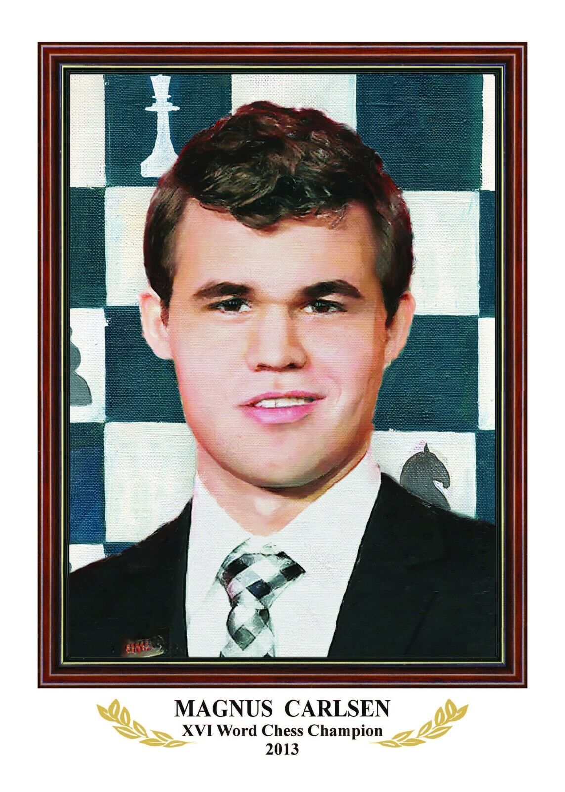 11585.Russian Chess: 16 Wall Portraits: World Chess Champions. 2017. 35x25 cm