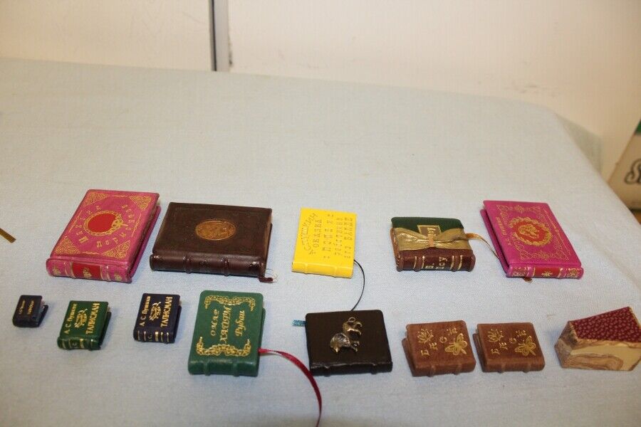 11623.Set 16 mini-books Pushkin, Lermontov etc. Handmade binding. 1997-2006