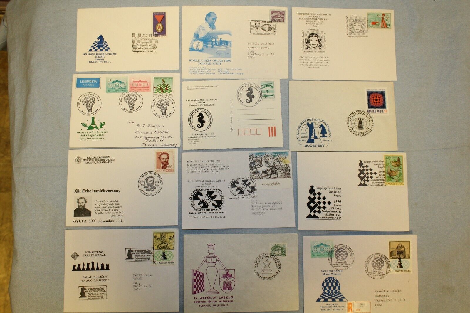 11655.Set of 66 Hungarian Chess envelopes and postcards