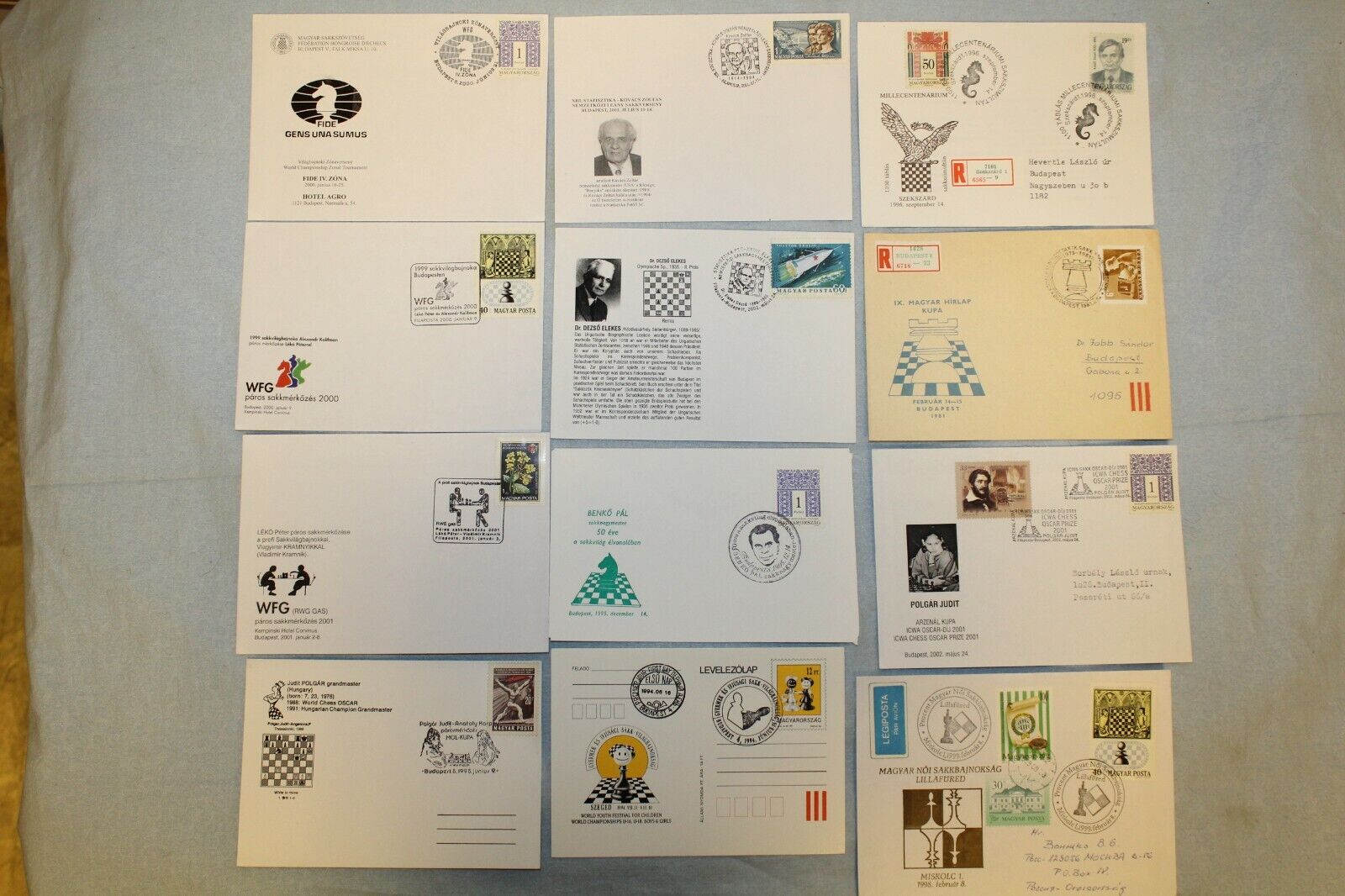 11655.Set of 66 Hungarian Chess envelopes and postcards